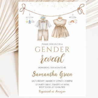 Invitation Fête Prénatale de Révélation du Sexe du Bébé sans