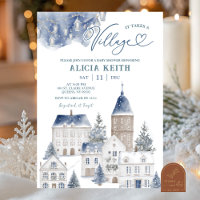 Fête Prénatale de Village Hygge Noël Hiver Bleu