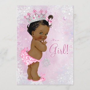 Invitation Fête prénatale en plein hiver pour bébé afro-améri