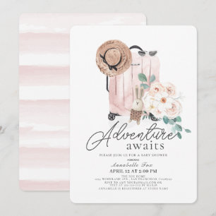 Invitation Fête Prénatale Fille au Sac Rose - L'Aventure Atte