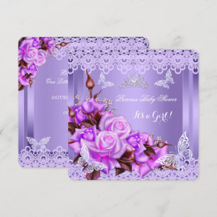 Invitation Fête Prénatale Fille Papillon Rose Violet 2