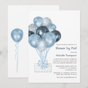 Invitation Fête prénatale garçon Ballon Pailleté Bleu par la