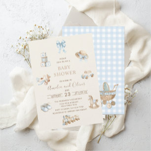 Invitation Fête prénatale garçon de nurserie bohème aquarelle