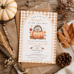 Invitation Fête Prénatale Gingham Automnal Petit Citrouille e