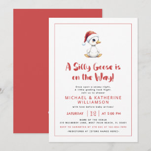 Invitation Fête prénatale Noël Hiver Canard Fou
