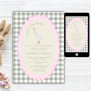 Invitation Fête Prénatale pour Bébé Canard Rose et Vert Prépa