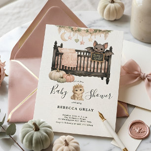Invitation Fête prénatale pour bébé fille thème gothique chic