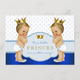 Invitation Fête prénatale pour jumeaux princiers bébé garçons