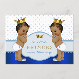Invitation Fête Prénatale pour un Bébé Prince Jumeau Ethnique