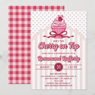 Invitation Fête Prénatale Rétro Coquette Cherry on Top Girl