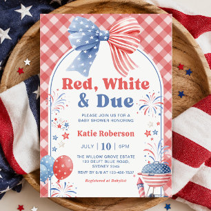Invitation Fête Prénatale Rouge Blanc et Attendue pour le 4 J