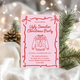 Invitation Fête Pull de Noël Laid Rétro                