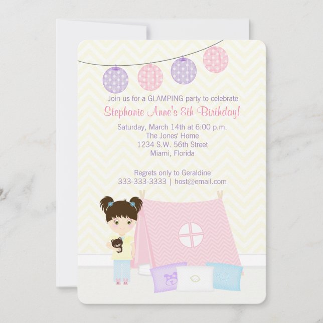 Invitation Fête pyjama Glamping (Devant)