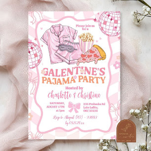 Invitation Fête Pyjama Rétro Rose Doux de la Galentine