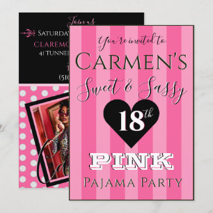 Invitation Fête Pyjama Rose Sucrée et Sassy Photo