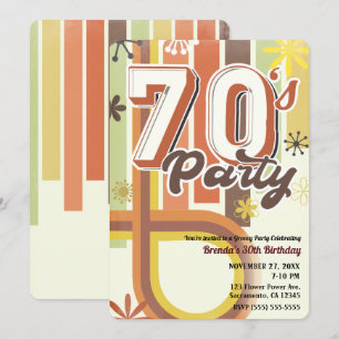Invitation Fête rétro vintage groovy des années 70 1970