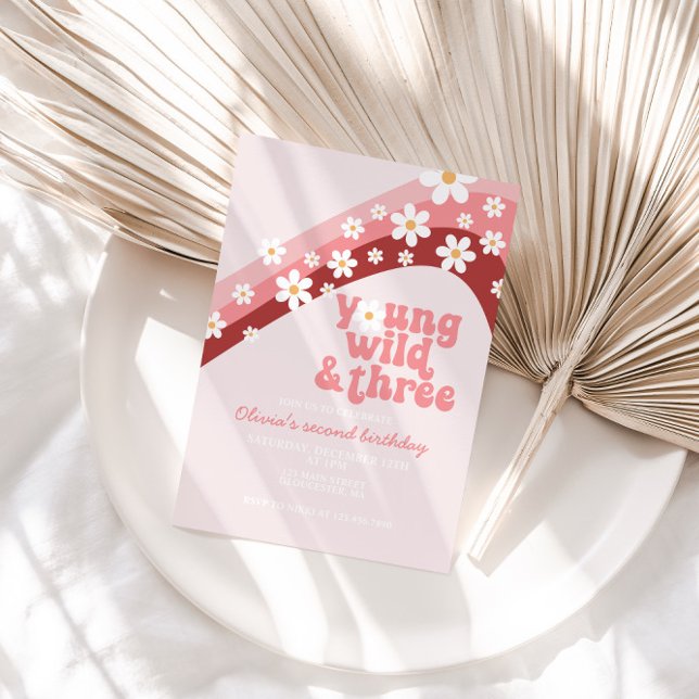 Invitation Fête rétro Young Wild Trois troisième anniversaire (Créateur téléchargé)