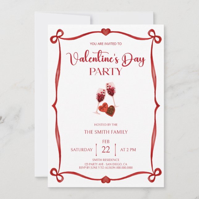 Invitation Fête romantique de la Saint-Valentin (Devant)