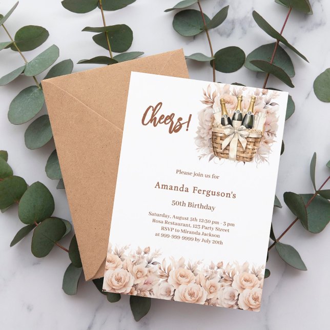 Invitation Fête rose crème à la crème (Créateur téléchargé)