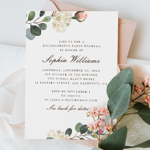 Invitation Fête rose de bachelorts à fleurs aquarelle week-en