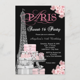 Invitation Fête Rose Paris Sweet 16