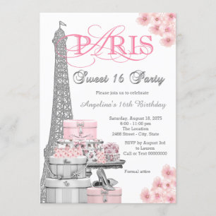 Invitation Fête Rose Paris Sweet 16