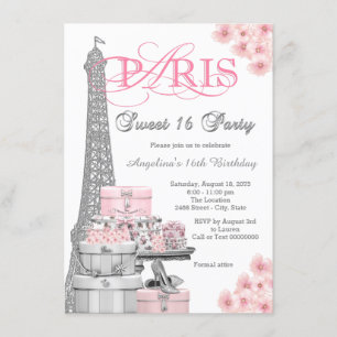 Invitation Fête Rose Paris Sweet 16