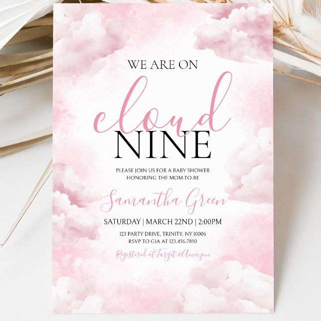 Invitation Fête Rose sur un Nuage Baby Shower (Créateur téléchargé)