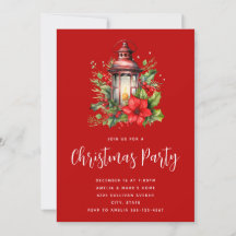 Fête rouge de Noël Poinsettia et Pine Party
