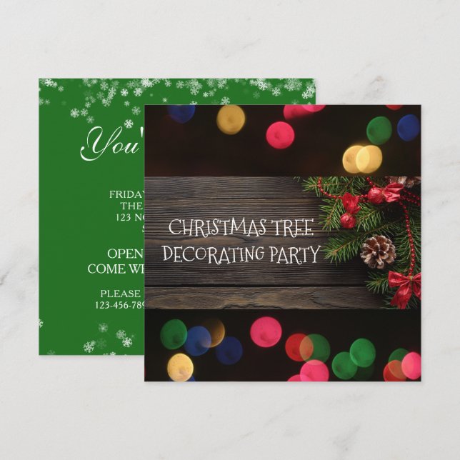 Invitation Fête Russe d'amusement des arbres de Noël (Devant / Derrière)