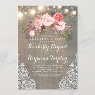 Invitation Fête Russe Floral Lights Wood Engagement