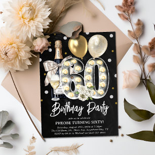Invitation Fête rustique d'anniversaire 60 ans pour adulte