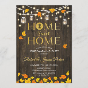 Invitation Fête Rustique de chauffage domestique - Feuilles d