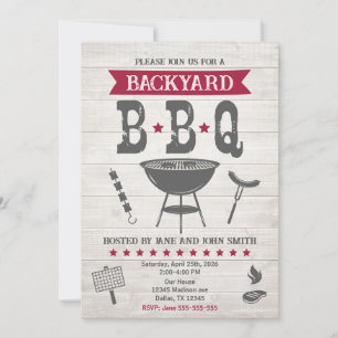 Invitation Fête rustique d'été de barbecue dans le jardin