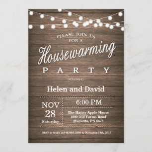 Invitation Fête rustique du réchauffement du foyer Maison dou