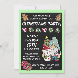 Invitation Fête rustique Gnome Biscuits Bonbons Noël Fête