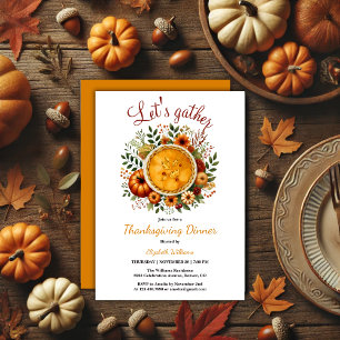 Invitation Fête Rustique Retrouvons le dîner Thanksgiving
