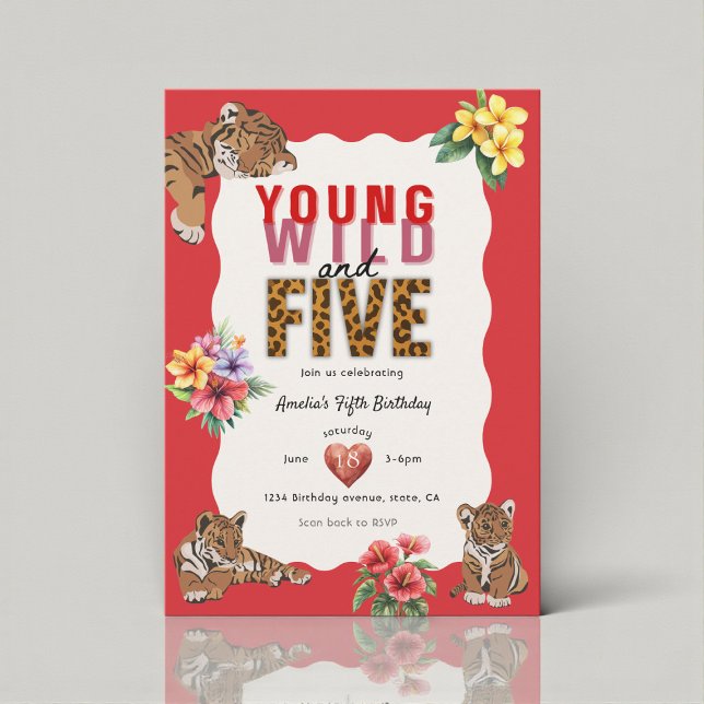 Invitation Fête sauvage et cinq oursons dans la jungle (Créateur téléchargé)