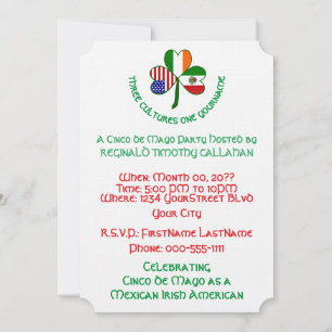 Invitation Fête Shamrock Drapeau Mexicain Irlandais USA Cinco