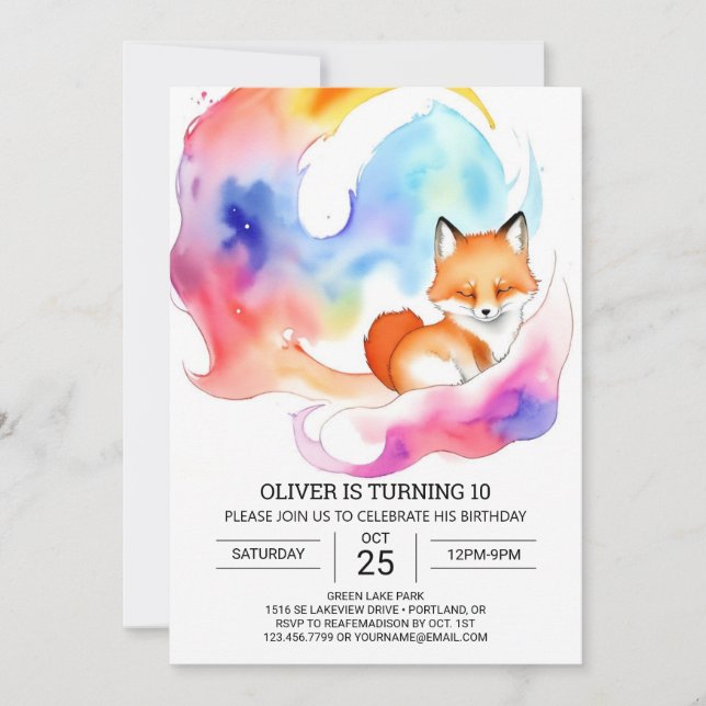 Invitation Fête Simple Fox Anniversaire (Devant)