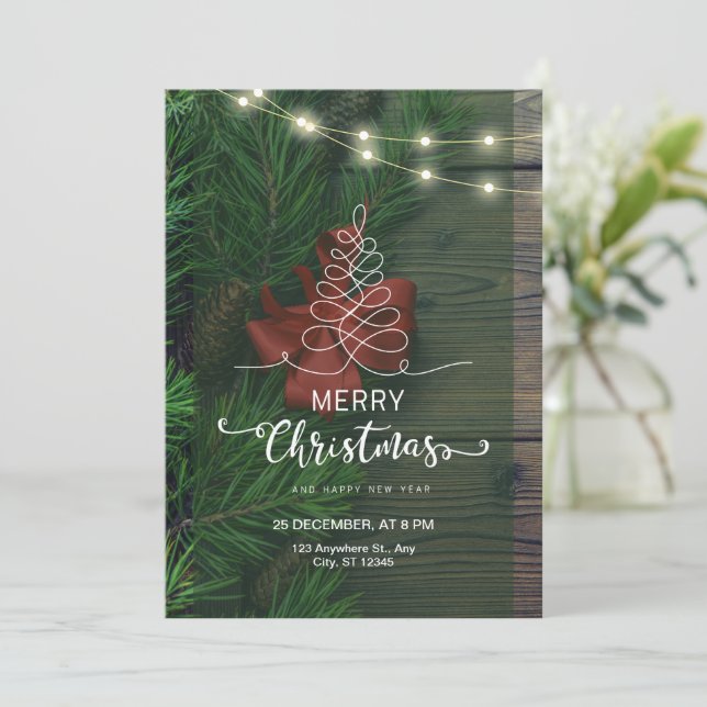 Invitation Fête simple Joyeux de Noël de marque personnalisée (Debout devant)