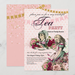 Invitation Fête sur le thème d'Alice au Pays des Merveilles s