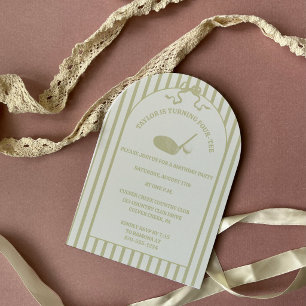 Invitation Fête sur le thème de golf avec des rayures vert sa