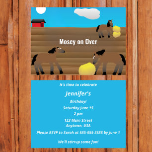 Invitation Fête sur le thème du cheval “Mosey On Over”