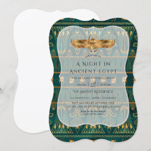 Invitation Fête sur le thème égyptien avec papier d'aluminium