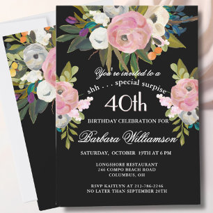 Invitation FÊTE SURPRENANTE Anniversaire 40 ans Décoration Fl