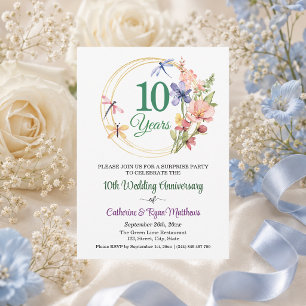 Invitation Fête surprise 10ème anniversaire de mariage floral