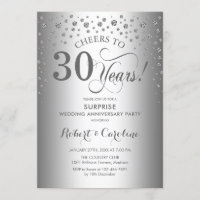 Fête surprise 25e anniversaire élégante argentée