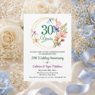 Invitation Fête surprise 30ème anniversaire de mariage floral