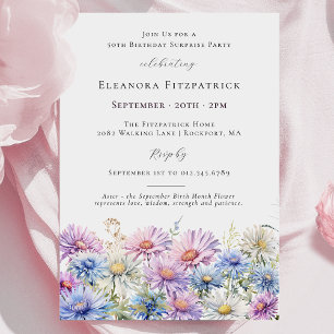 Invitation FÊTE SURPRISE 50 ans Fleur du mois de naissance de